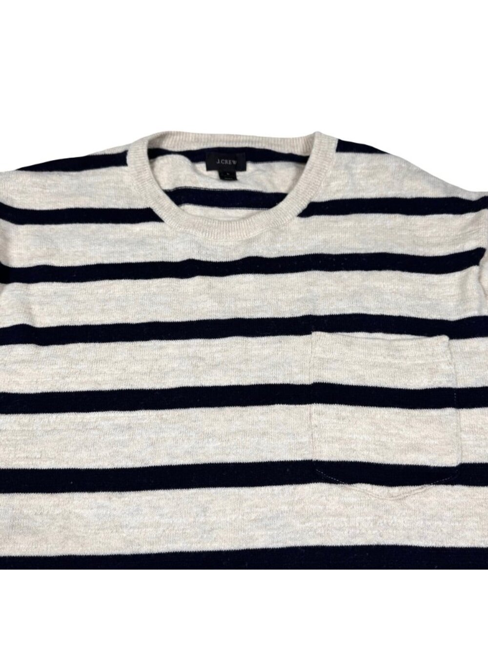 J. Crew 100% Cotton Striped Sweater Sz L Preppy Heritage Nautical - Picture 7 of 11